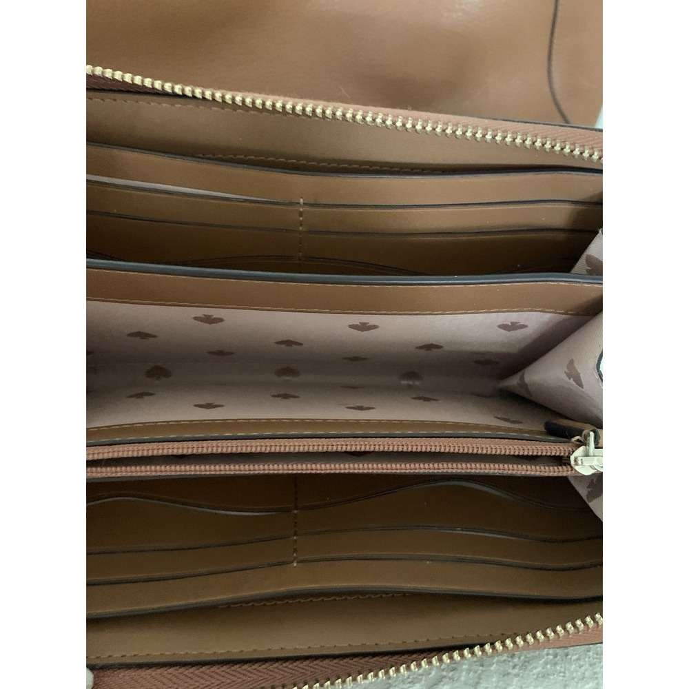 KATE SPADE NEW YORK BROWN PEBBLED SHOULDER BAG & WALLET GOLD HARDWARE FOR WOMEN - Picture 5 of 11